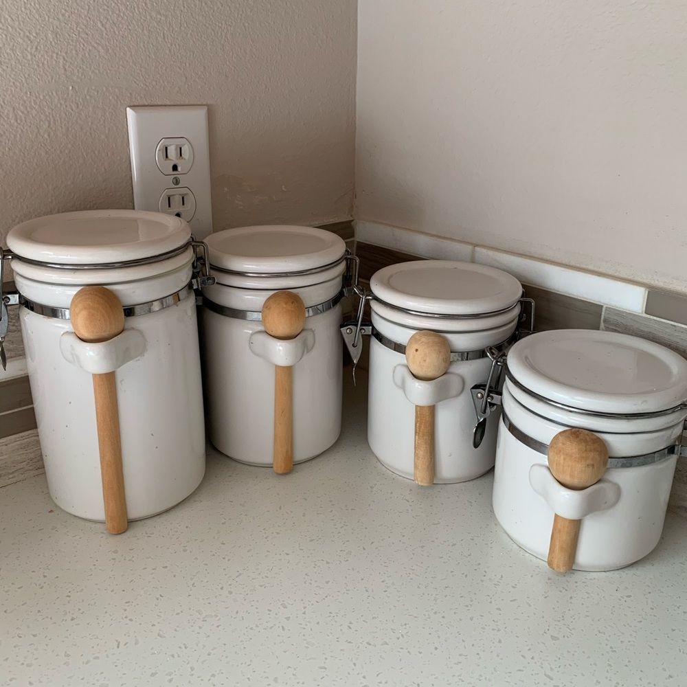 Mainstays White Storage Canisters